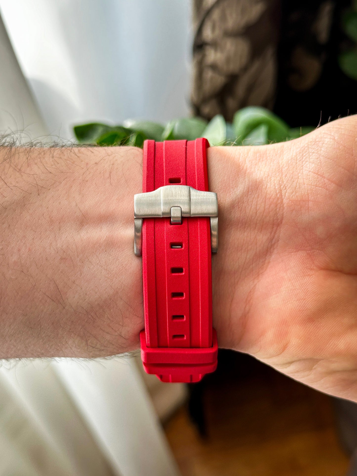 G-SHOCK CasiOak Red-Silver with white watch dial