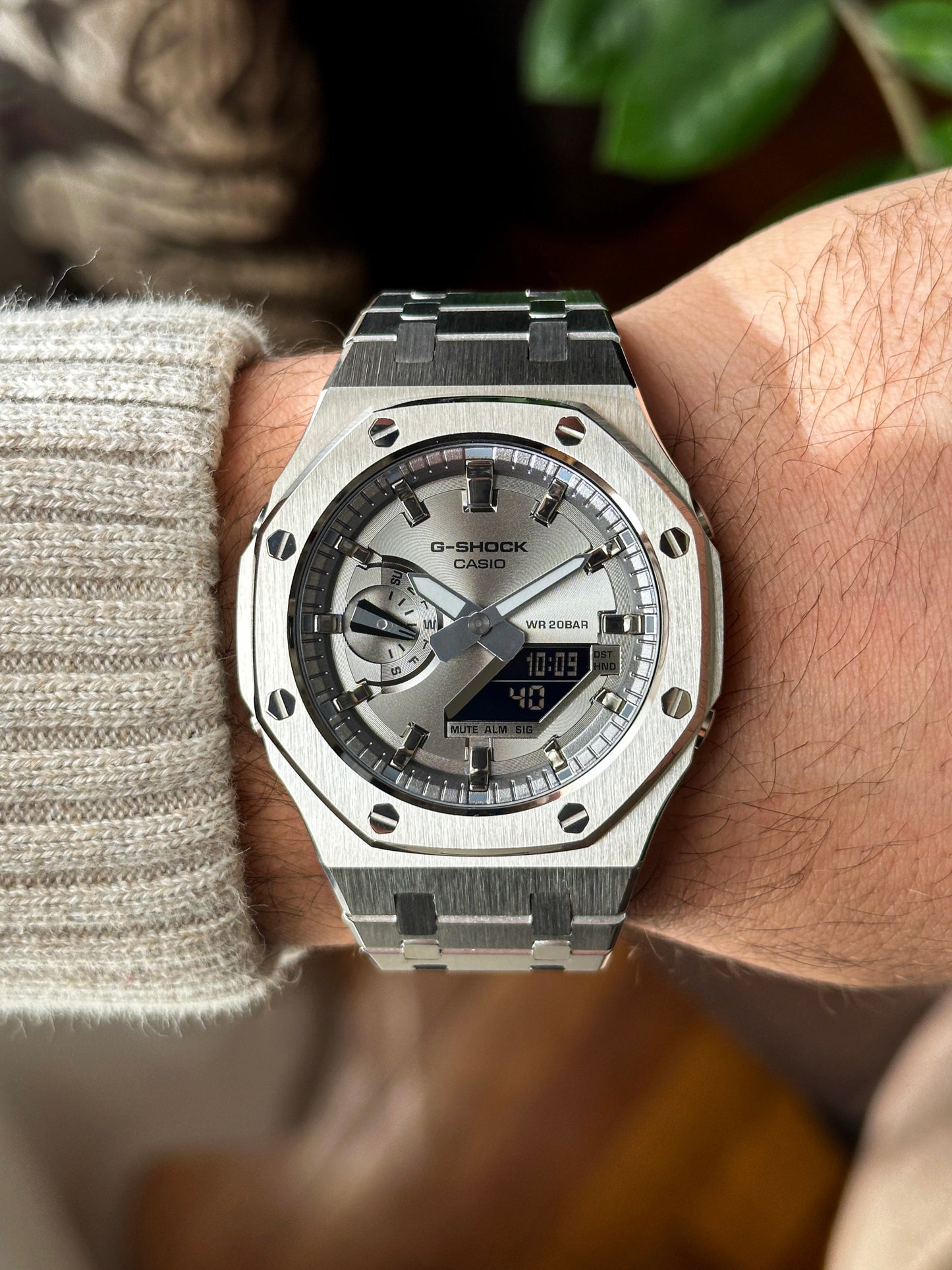 G-SHOCK CasiOak Full Silver-with silver watch dial