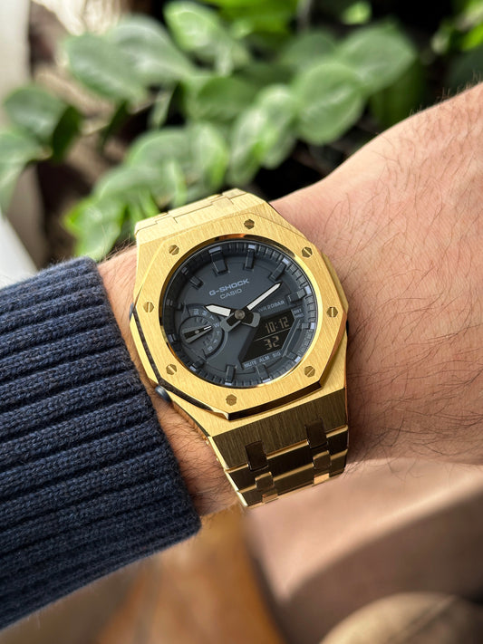 G-SHOCK CasiOak Full Gold - with navy blue watch dial