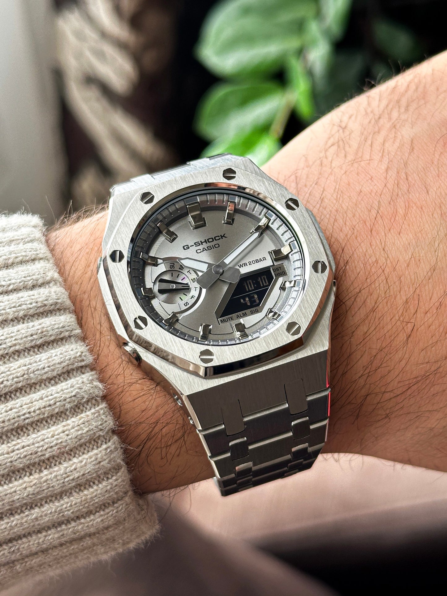 G-SHOCK CasiOak Full Silver-with silver watch dial