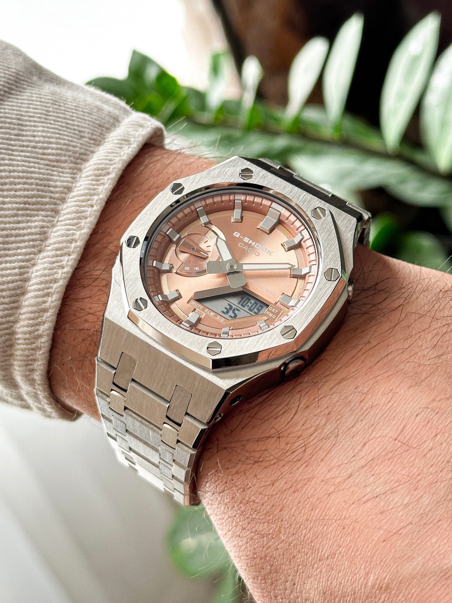 G-SHOCK CasiOak Potpuno srebrni - sa srebrnim brojčanikom sata