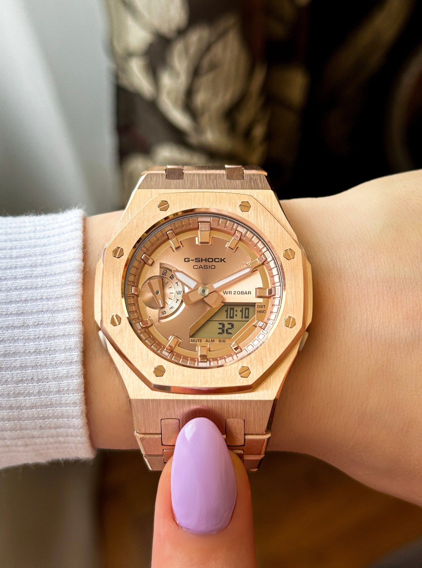 G-SHOCK Mini CasiOak Full-Rose Gold with rose-gold watch dial