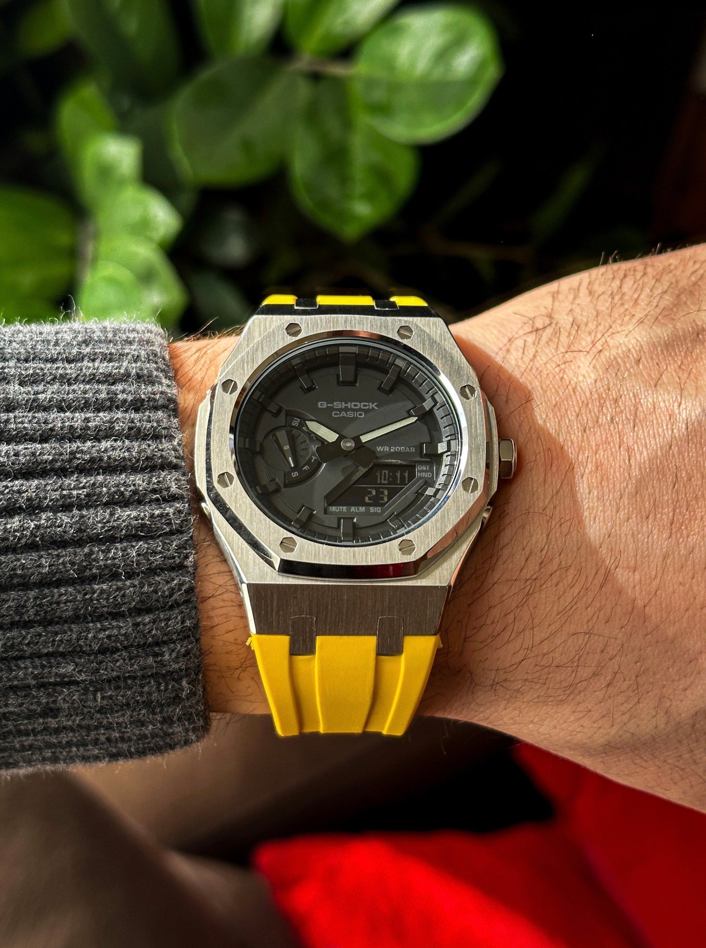 G-SHOCK CasiOak Yellow-Silver with black watch dial