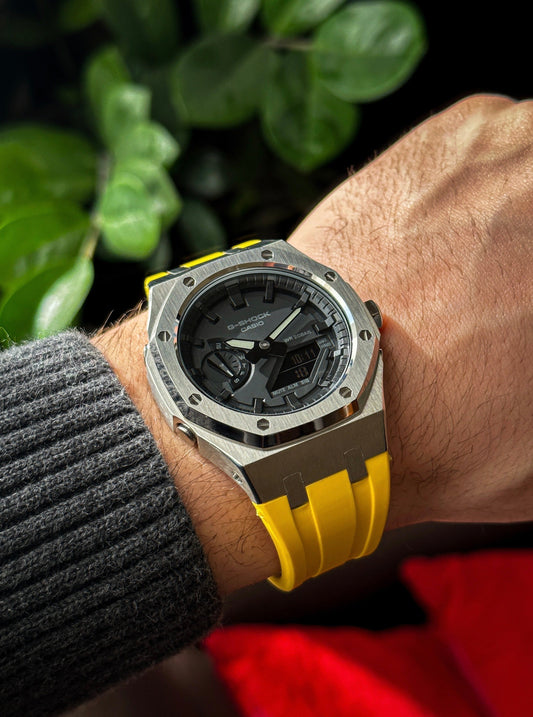 G-SHOCK CasiOak Yellow-Silver with black watch dial